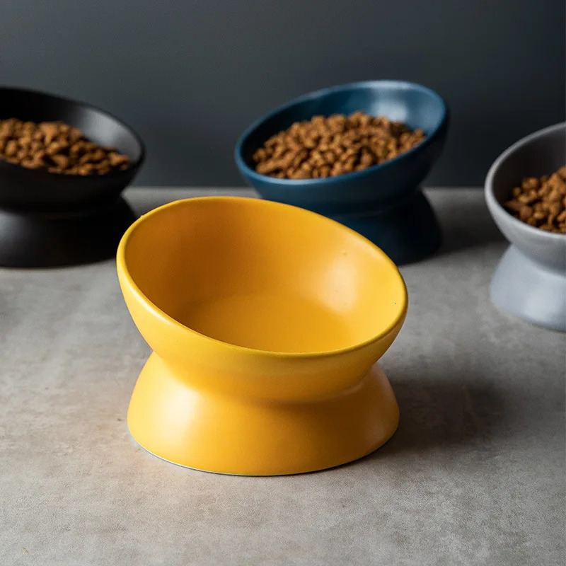 Elevator Cat Bowl Puppy 15 ° Tilted Feeding Plate Ceramic Bracket Feeder Suitable for 6 Colors of Cats and Puppies 250403