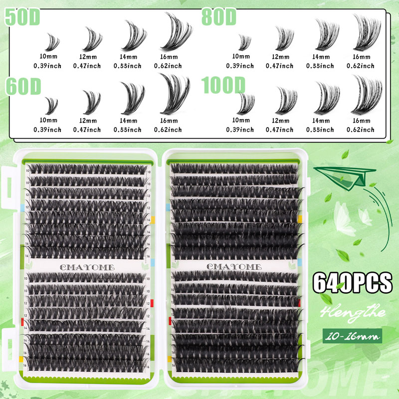 DIY Segmented Eyelash Extensions Soft Lightweight 6401Pcs DIY Cluster Lashes Kit Handmade Reusable Thick Fluffy Individual Eyelashes for Women