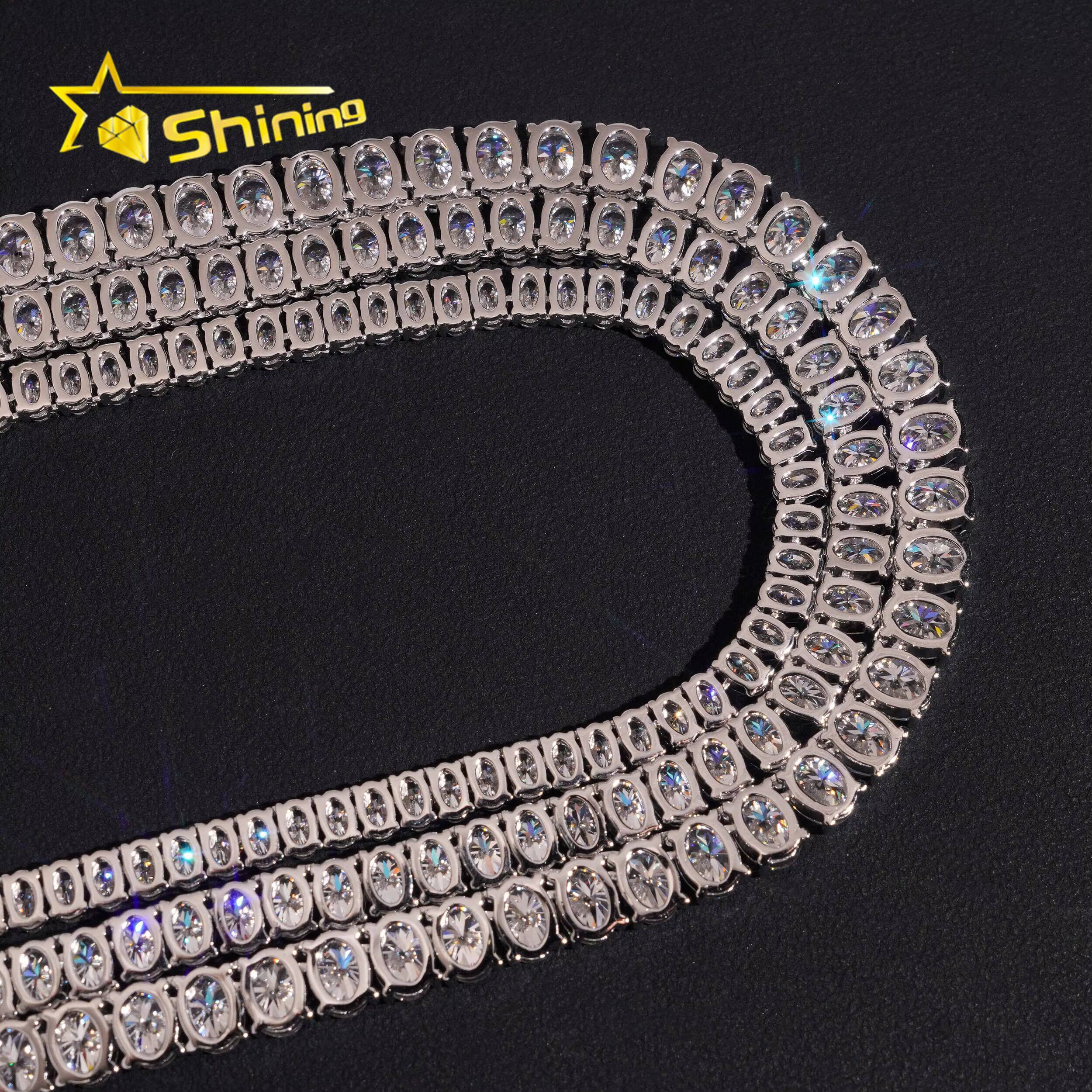 Fashion Jewelry Bling Shining Necklace Hip Hop Jewelry Iced Out Oval Cut Moissanite VVS Diamond Tennis Chain