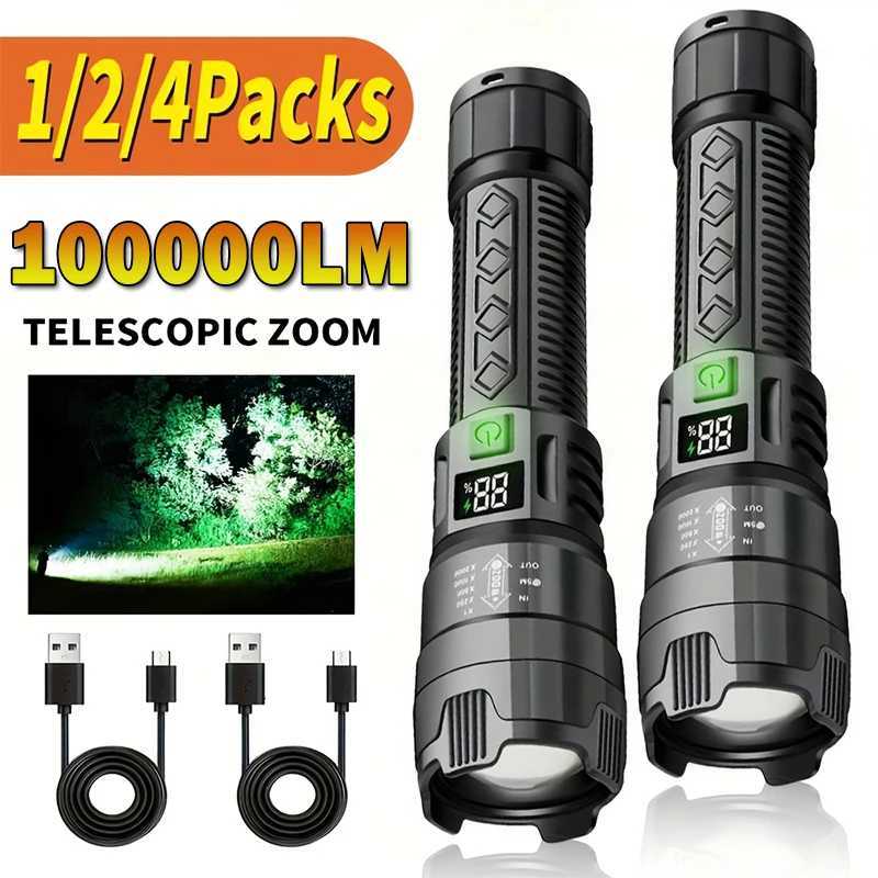 High Power 2000LM LED Flashlight Built-in Battery USB Rechargeable Strong Light Tactical Torch Outdoor Camping Hiking LanternW251106