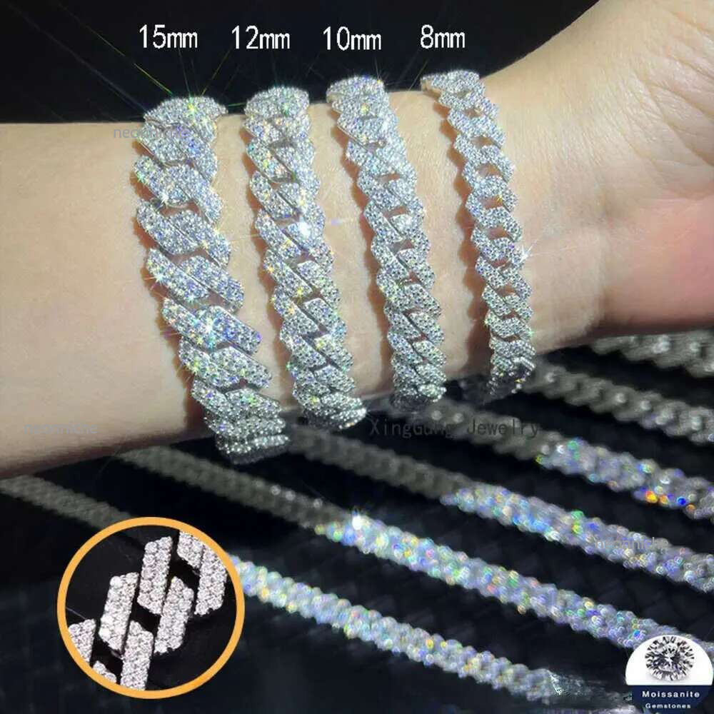 Designer Jewelry Bracelet k Necklace Pass The Tester 6Mm~20Mm Wide Gold Sterg VVS Moissanite Dia Sier Cuban Chain For Men Women
