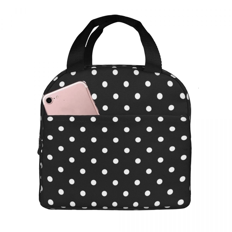 Lunch Bag for Men Women Cute Polka Cooler Portable School Oxford Lunch Box 251106