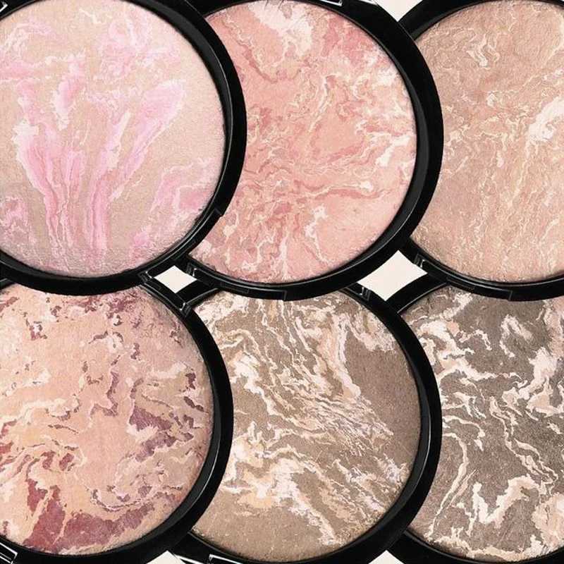 Luminous decorative powder long-lasting oil control low light marble baking powder bright facial powder compact basic makeupXJ250407