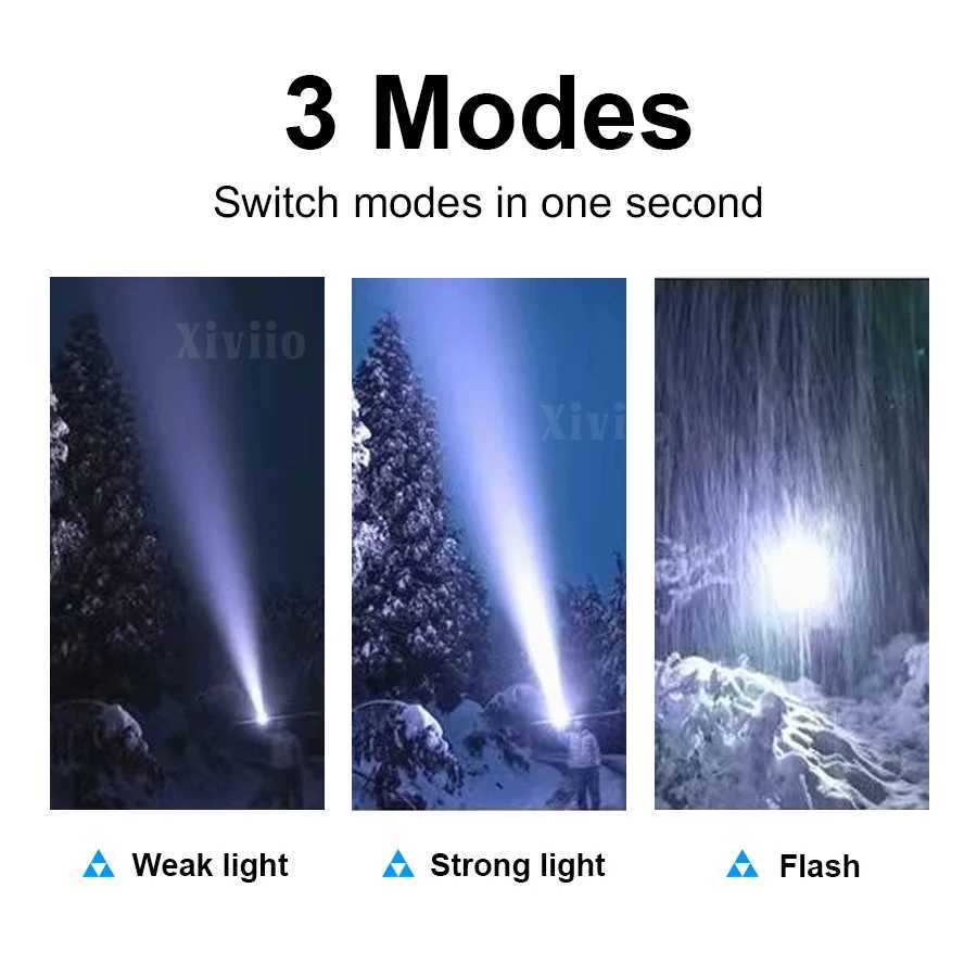 2000000 High Power LED Flashlights Type-C Rechargeable Torch Long Shot 1000M Waterproof Handlamp Outdoor Camping Fishing LanternW251106