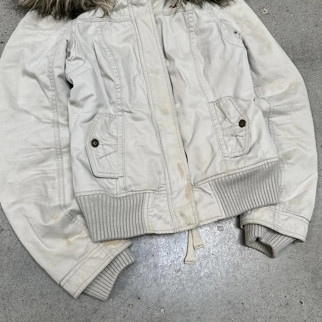 American Street Style Retro Fur Lined Hooded Jacket Womens White Zipper Coat Warm Plush Gothic Fashion Casual Y2K Style Coats251106