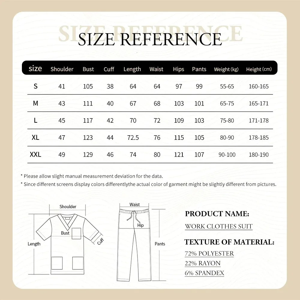 Slim Fit Scrubs Uniform Women Scrub Sets Nursing Accessories Hospital Surgery Gowns Dental Clinic Beauty Salon Workwear 250402