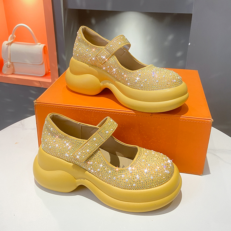 2025 Summer New Casual Platform Shoes Sparkling Diamond Luxury Sneakers Explosion Velcro Mary Jane Women's Sandals Luxury designer Beach Sandals