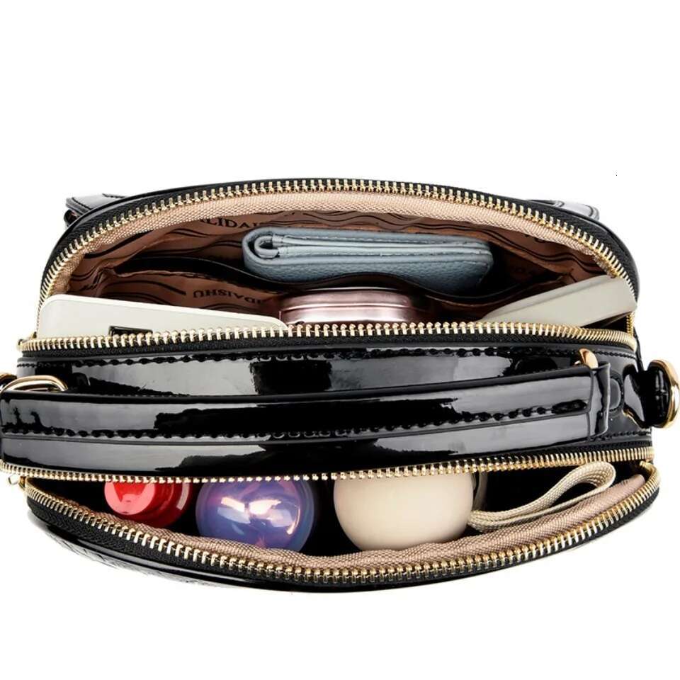 Genuine Brand 2 Layers Handbags Designer High Quality Patent Leather Crossbody Shoulder Bags for Women Mother