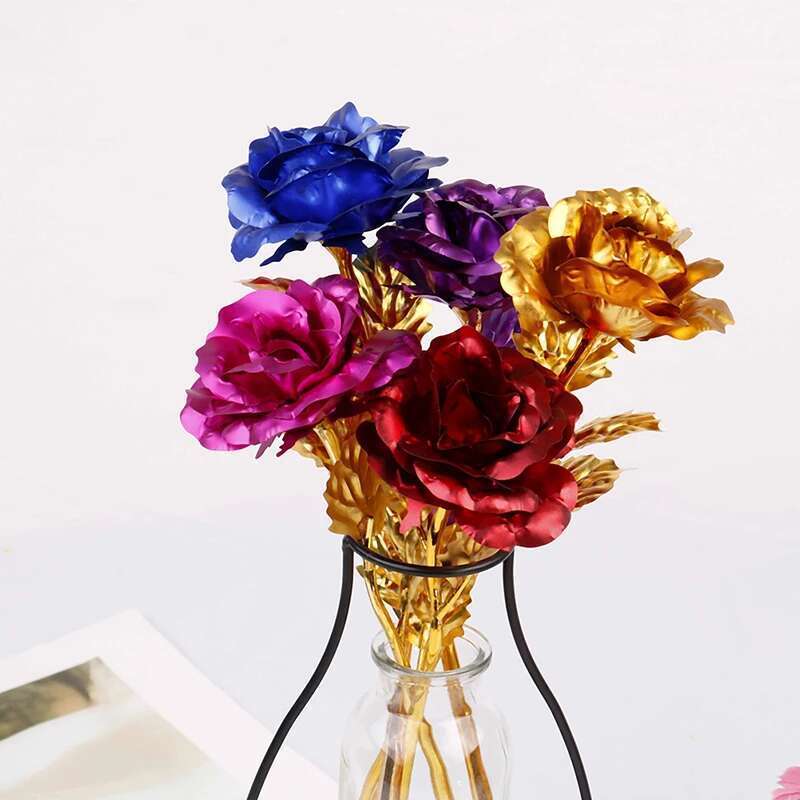 Foil Plated Gold Wedding Decoration Wer Valentine's Day Gift Lover's Rose Artificial Gold/Purple/Red/Blue/Rose