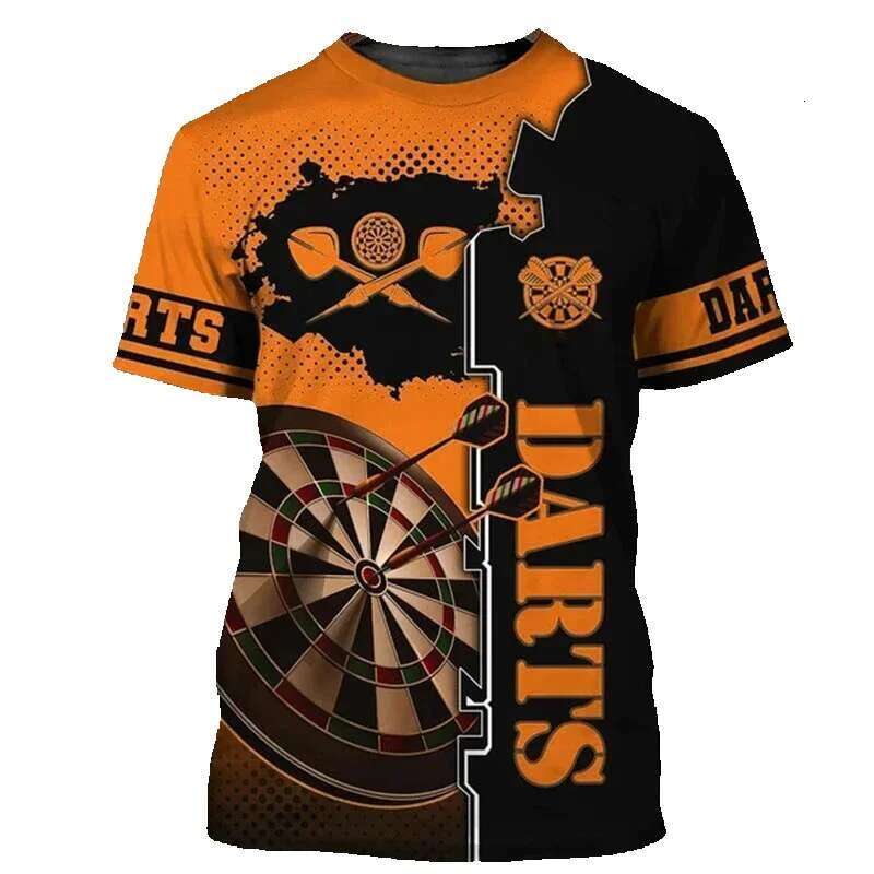 Set Men's Fashion Short Sleeve 3D Printed Street Style T-shirt Summer Dart Platinum Pattern Hip Hop Casual Top