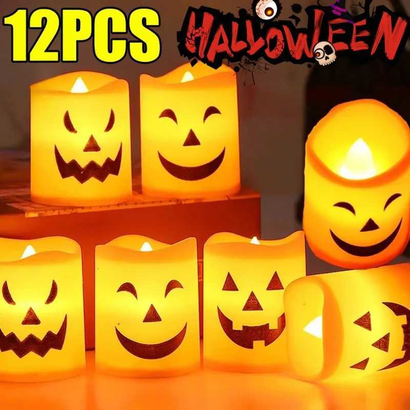 12/1PCS Halloween LED Candle Lights Ghost Electronic Glowing Pumpkin Lights Festival Party Decor Props Halloween Decorations W251107