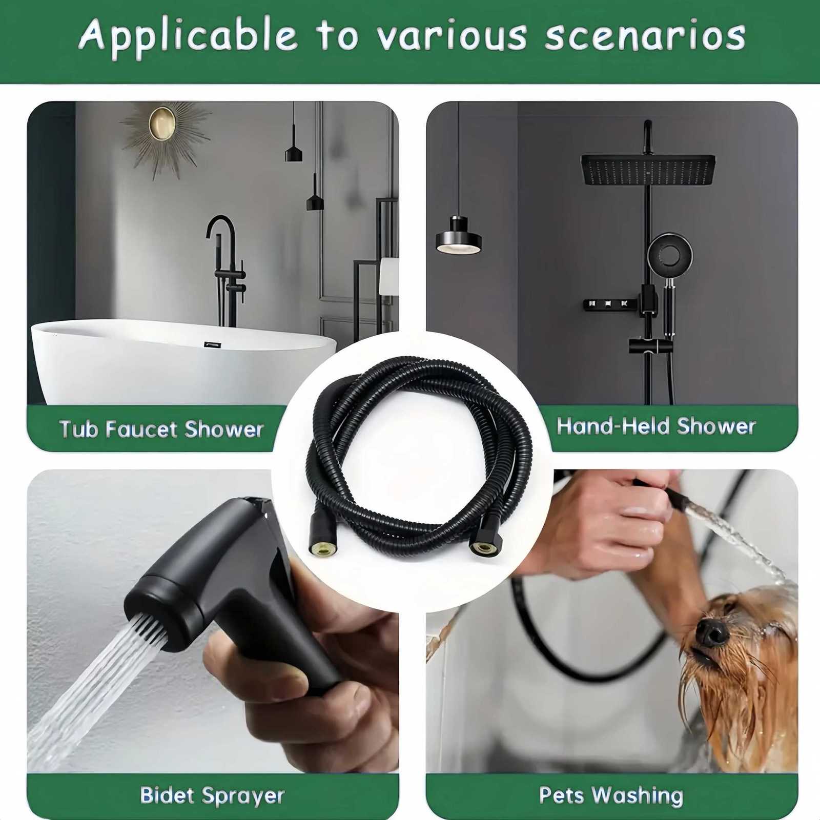 1pc Black Stainless Steel Shower Hose Universal G 1/2 Connection Explosion-proof Rain Shower Pipe Bathro Accessory Y251107