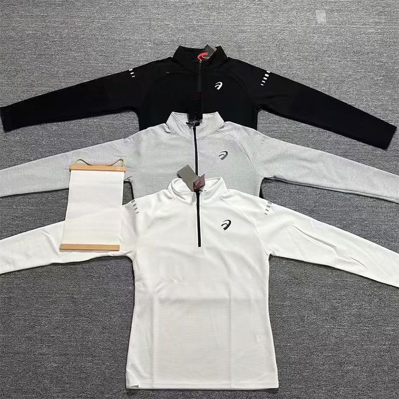 Men's T-Shirts Designer Stand up collar zipper quick drying long sleeved breathable fitness top
