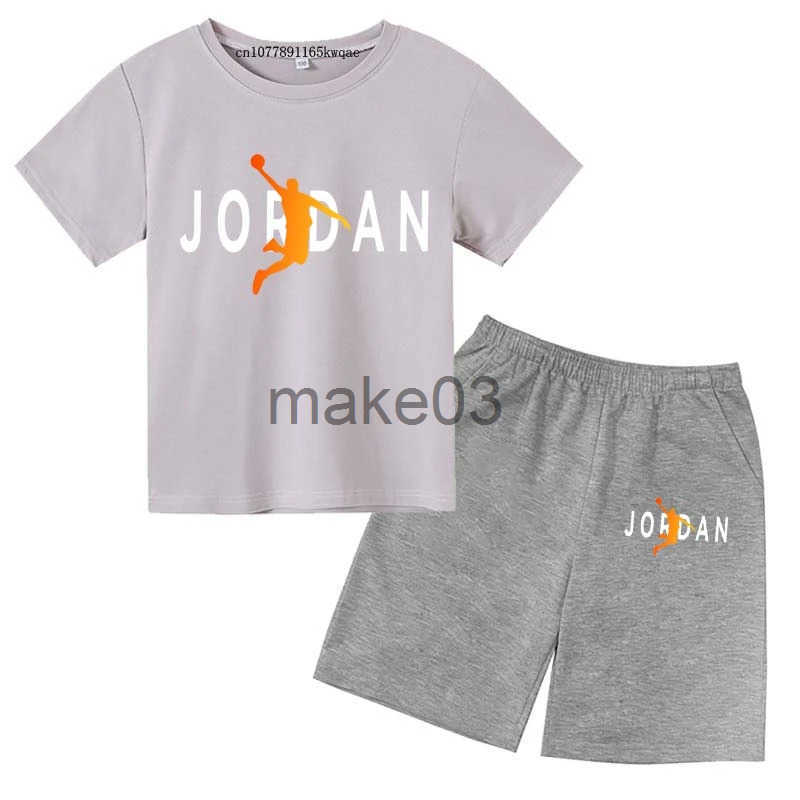 Childrens summer 2-piece breathable casual short sleeved T-shirt+pants for boys and girls aged 3-14 childrens gift clothing set J250403