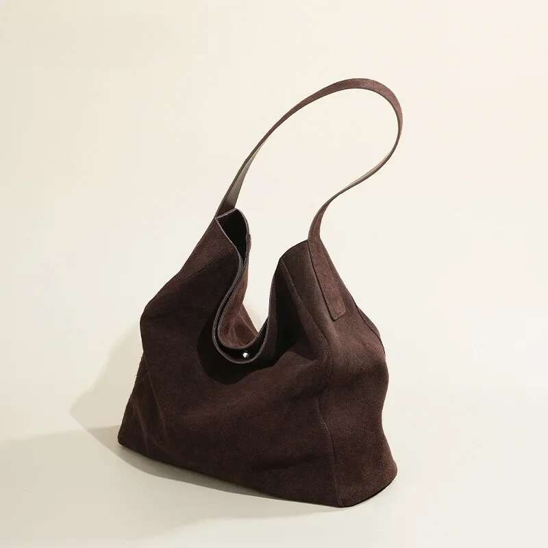 Customized For Individuals Large Capacity Winter Tote High Class Matte Suede Wool Women Handbag Coffee Kakhi Travel Shoulder Bag