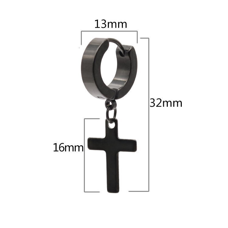 Top source cross clip without ear hole pendant earrings, trendy titanium steel fake earrings for male and female students