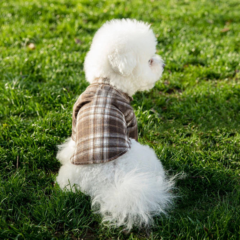 Summer Pet Shirt British Style Plaid Dog Vest Clothes For Small Dogs Chihuahua Cotton Puppy Shirts 250407