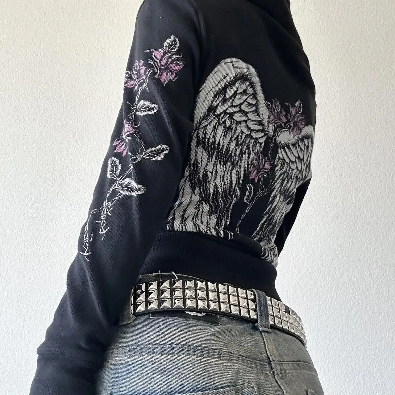 Womens Autumn y2k Fairycore Grunge Long Sleeve Sweatshirt Graphic Print Zipper Slim Fits Hoodie EGirls Gothic Coat 250403