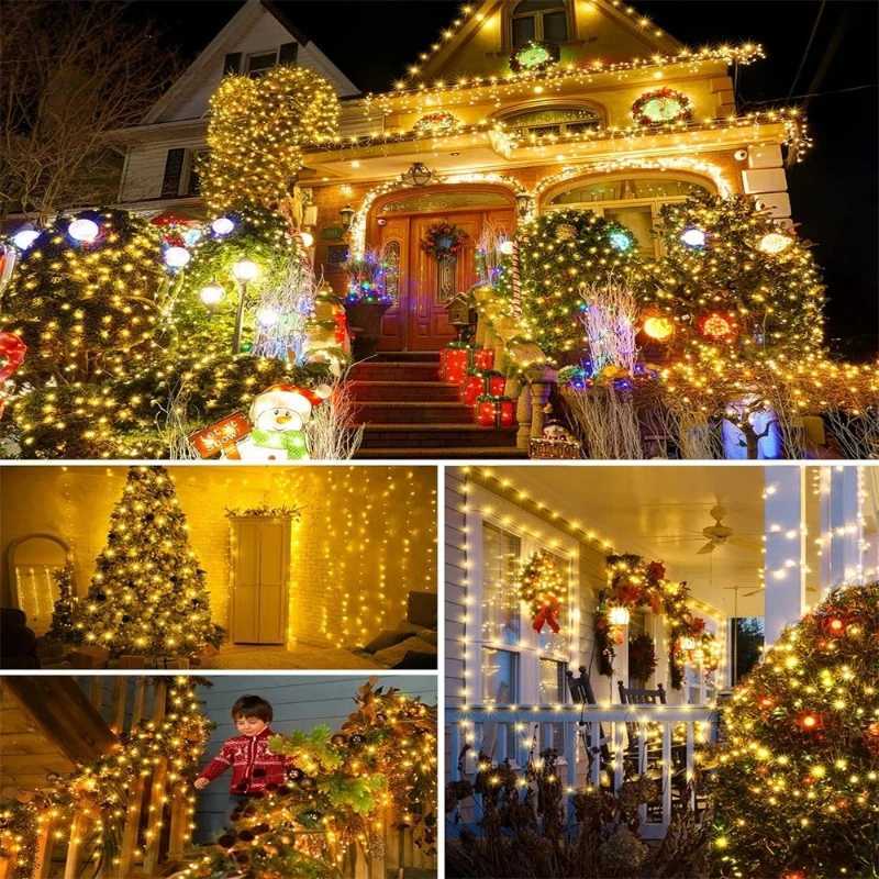 1000LED Fairy String Lights Christmas Garland Outdoor Decor Lights Waterproof with Remote for Tree Street Wedding Party W251107