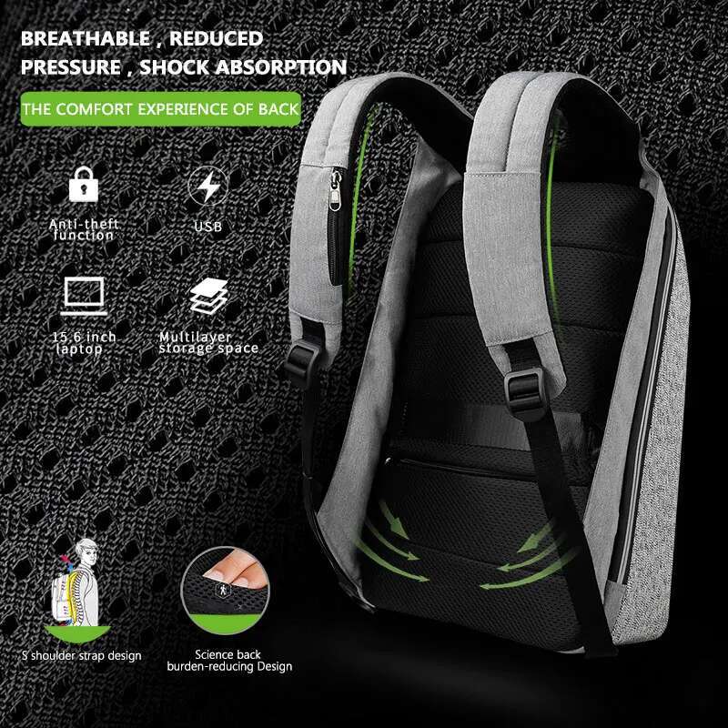 Tigernu Cut Resistant Series USB Charging Anti Theft Backpack For 15.6 Inch Laptop Men Women Waterproof Zipper Backpack