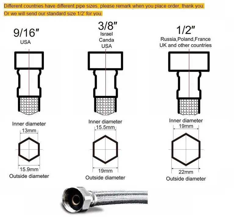 Faucet Hoses Cold Hot Mixer Faucet Stainless Steel Water Inlet Pipe G1/2 Caliber Hoses Length 50cm-100cm Y251107