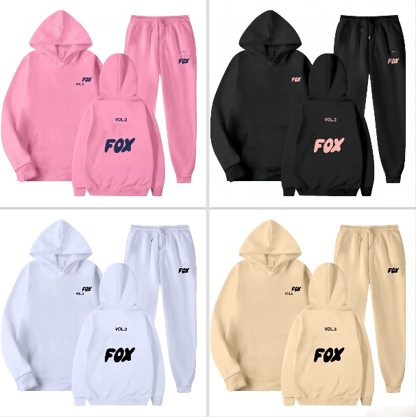 Sportswear Set - Warm And Fashionable Streetwear Hooded Hoodie Loose Cuffed Pants Women's Clothing