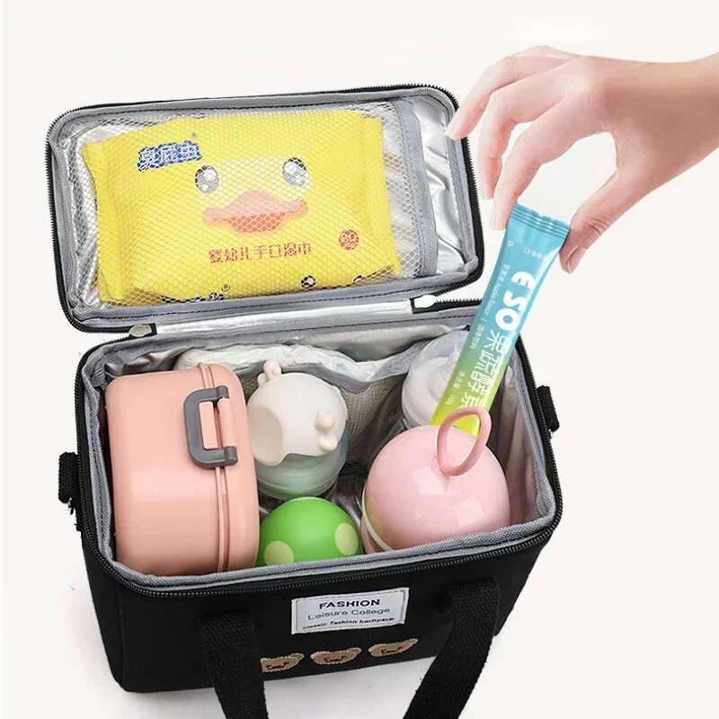 Bear Lunch Cute Bag Girls Insulated Canvas Cooler Handbag Aluminium Foil Thermal Food Box Family School Picnic Dinner Container