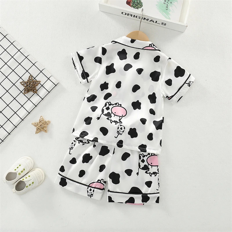 Summer Baby Girls Clothes Suit Children Sleepwear Shirt Shorts 2PcsSets Infant Pajamas Kids Clothing Toddler Casual Costume 250407