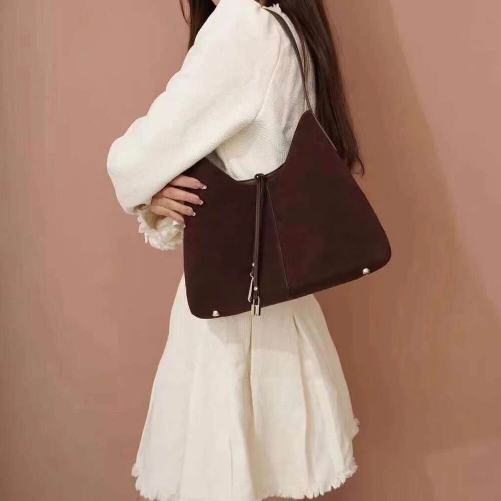 2025 Autumn Winter New Retro Suede Tote Women Premium Feeg Large Capacity Shoulder Bag Pack Lady Split Leather Armpit Handbag