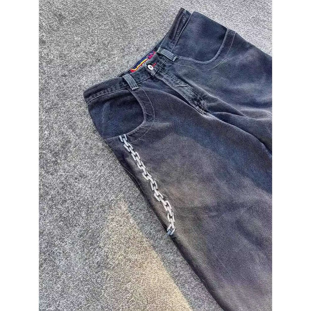 JNCO hip-hop loose jeans men's Gothic high waist wide leg pants streetwear