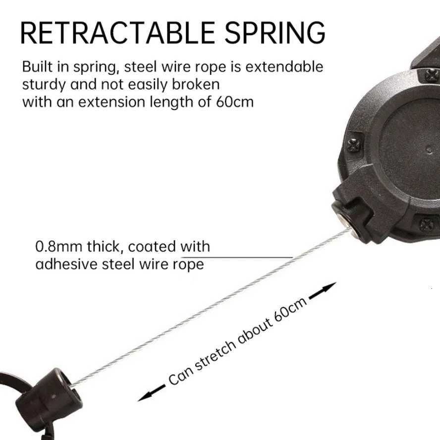 Retractable Heavy Duty Pull Reel Carabiner Key Chains Strong Steel Wire Rope Buckle Spring Key Ring Outdoor Sporty Keychain ToolW251106