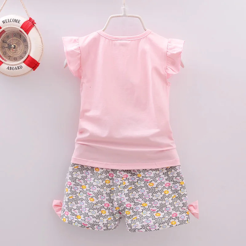 Baby Girls Clothes Sets for Kids T-shirt TopsShort Pants Clothes Sets Toddler Girl Lollipop Printed Summer Infant Clothing Sets 250407