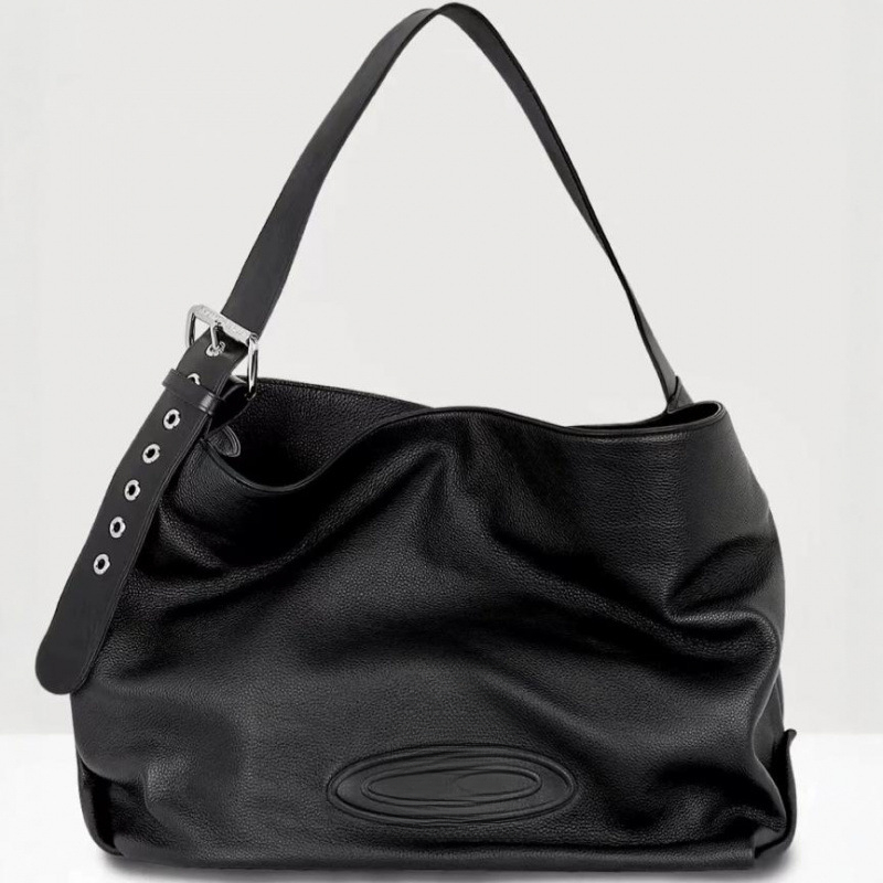Large Capacity Lychee Pattern Leather Hobo Stray Bag - Messenger Tote Style