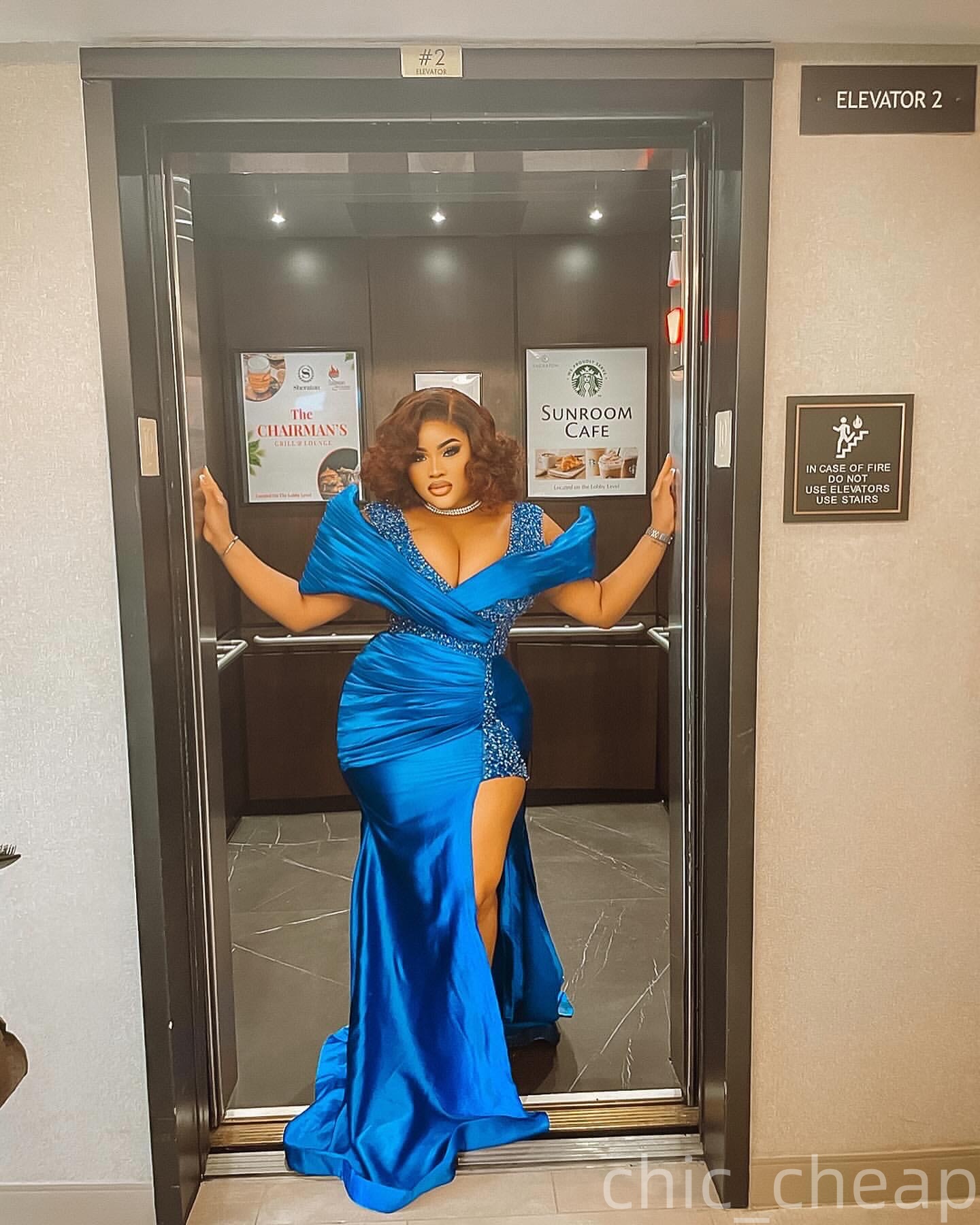 Aso Ebi Royal Blue Mermaid Prom Dresses 2026 Deep V-neck High Split Evening Formal Party Second Birthday Engagement Gowns Plus Size Dress For Special 