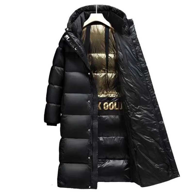 New Fashion Men Black Shiny Puff Jackets Down Coats Hooded Casual Down Jackets Quality Male Outdoor White Duck Down Warm JacketsT251107