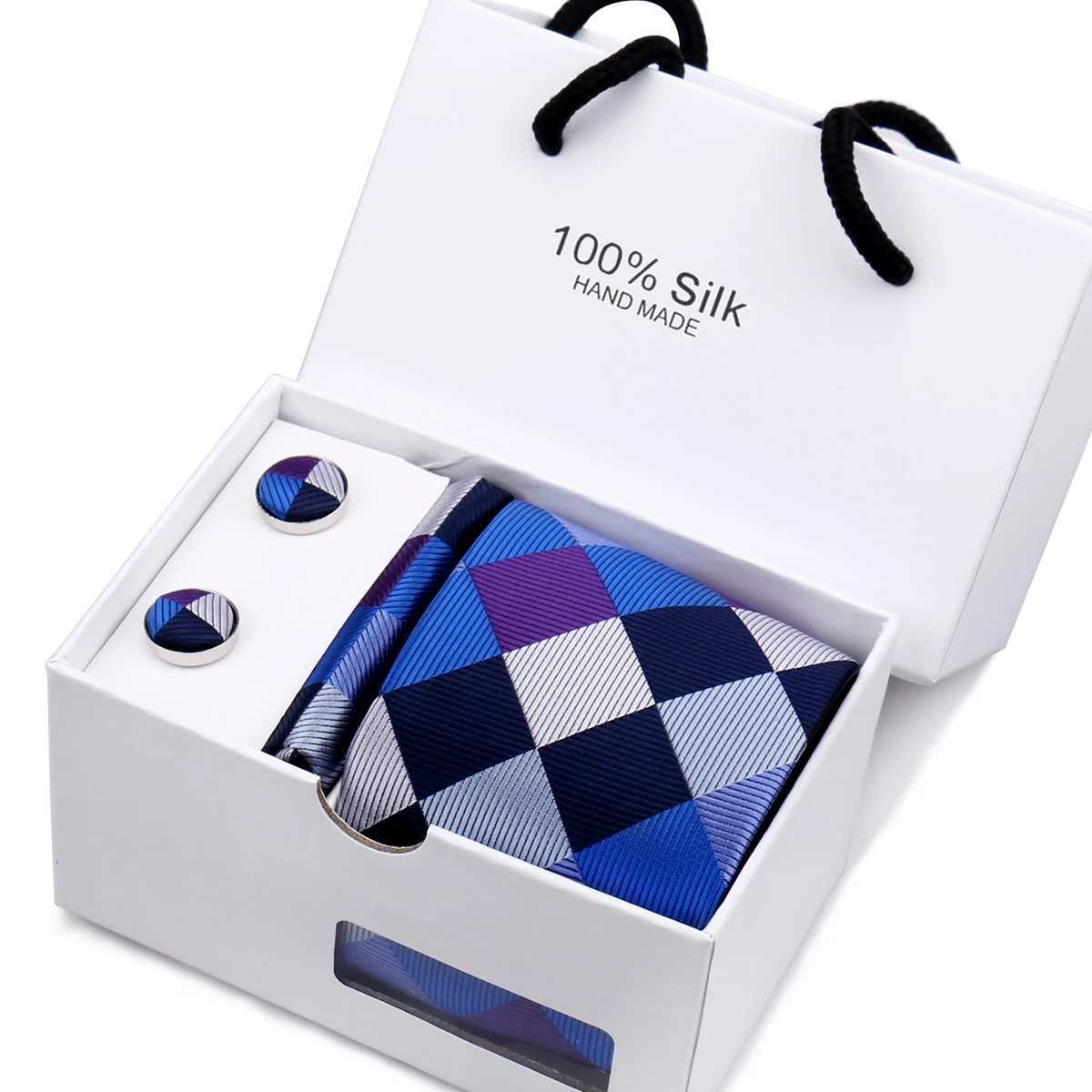 Mens Tie Set In A Box Paisley Ties For Men Gifts Luxury Necktie Pocket Square Cufflinks Wedding Business Formal Suit Tie X250407