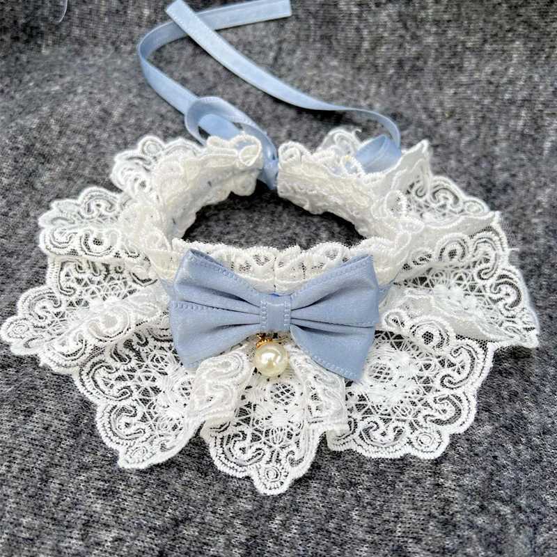 Lace bow pearl collar cat collar pet dog collar M250406