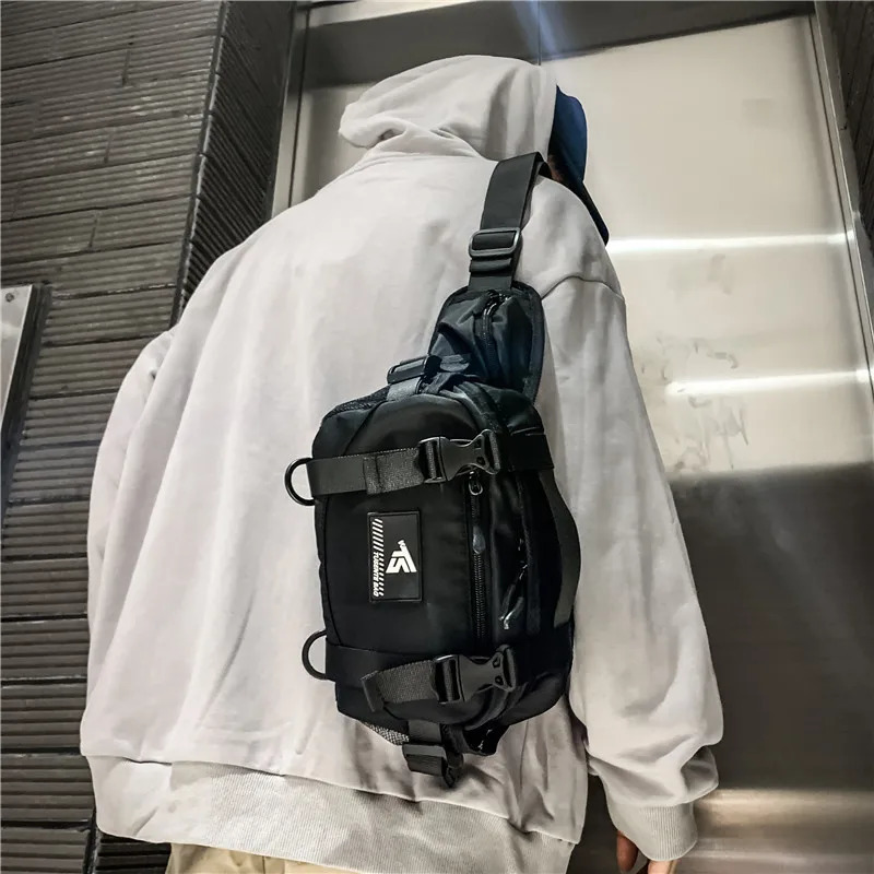 Multi functional sports hip-hop punk cross bag mens Techwear waterproof Fanny Pack Street casual shoulder bag 250402