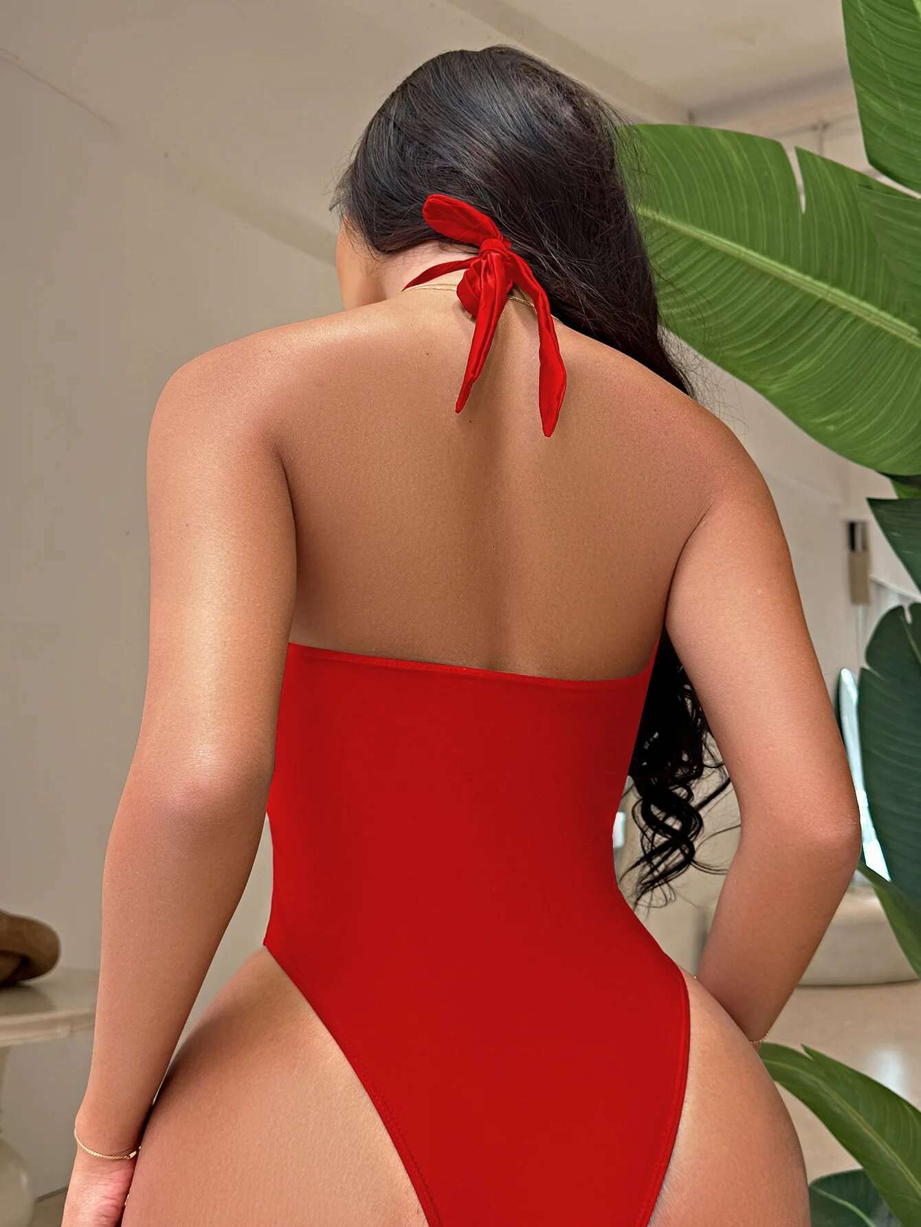 Dongdumaoyi Sexy Hollow Out Bandage Cross One Piece Swimsuit Women Black High Neck Backless Beach Bathing Suit Swimwear Pool Monokini