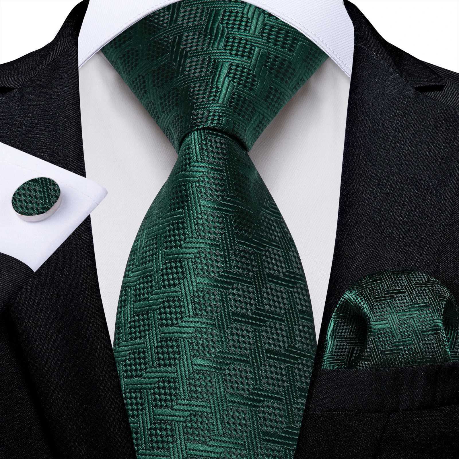Luxury Green Paisley Floral 8cm Silk Ties for Men Wedding Party Gro Husband Accessories Gift Necktie Handkerchief Wholes X250407