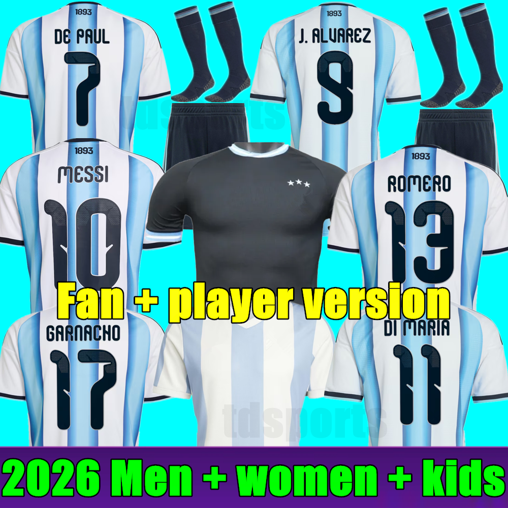 2026 Argentina soccer Jerseys MESSIS GARNACHO DE PAUL National Team MARTINEZ Fans Player versio Maradona Football Shirts 25 26 SUAREZ Miamis Fc Men women kids kit