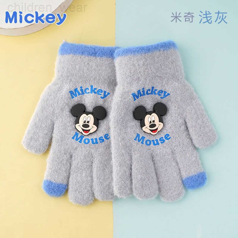 Disney Childrens Five-Finger Gloves for Girls Autumn and Winter Warm Split-Finger Gloves for Boys and Girls Baby Knitted Wool Gloves H251107