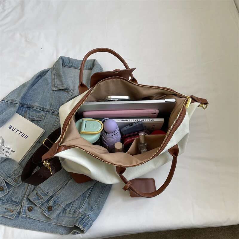 0.9 Kg Multi Color Canvas Handbag Breathable Overnight Weekend Fiess Dance Gym Versatile Duffle Travel Tote Bag