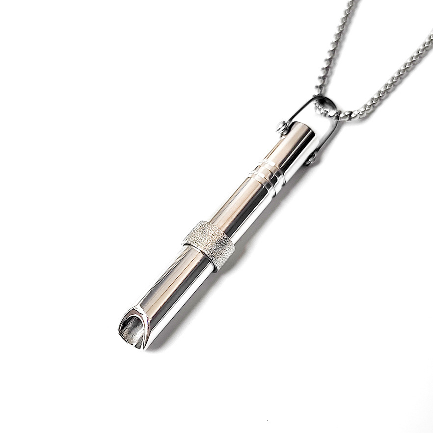 Hot selg meditation mindfulness pendant, breathing regulating titanium steel pearl necklace, rotating frosted round tube decompression pendant