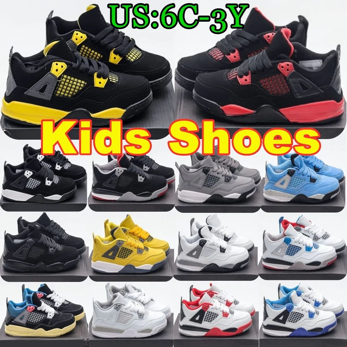 Kids Shoes 4 Basketball 4s Baby Shoe Designer Black Cat Sneakers Toddler Boys Children Red Cement Military Trainers Kid Youth Infants Girls shoe H251011