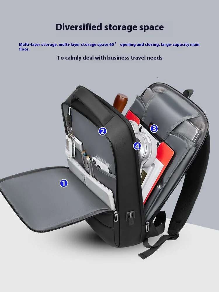 College Student Backpack For Men USB Charging Men's Business, Splash Proof, Travel, Computer Business Trips,