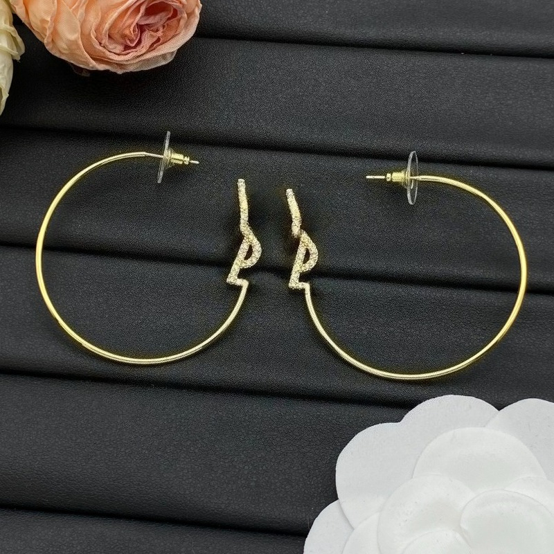 Hoop Earrings Designer Diamond Letter Hoop Earrings Women's Luxury 18k Gold and Silver Plated Earrings High-Quality Party Jewelry Gift