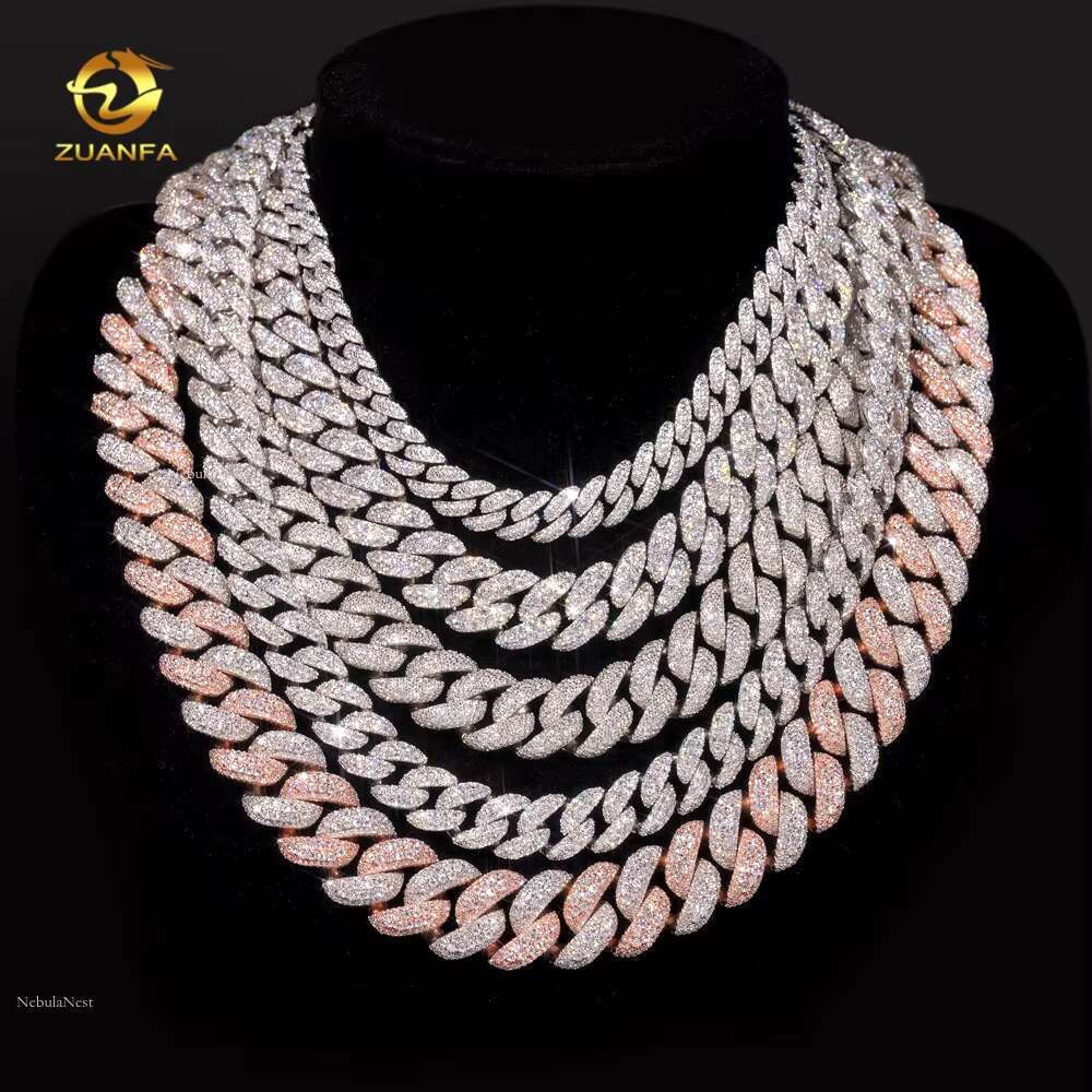 Rapper Jewelry Solid Heavy 930g 28mm Hip Hop Sier Iced Out Moissanite Miami Cuban k Chain