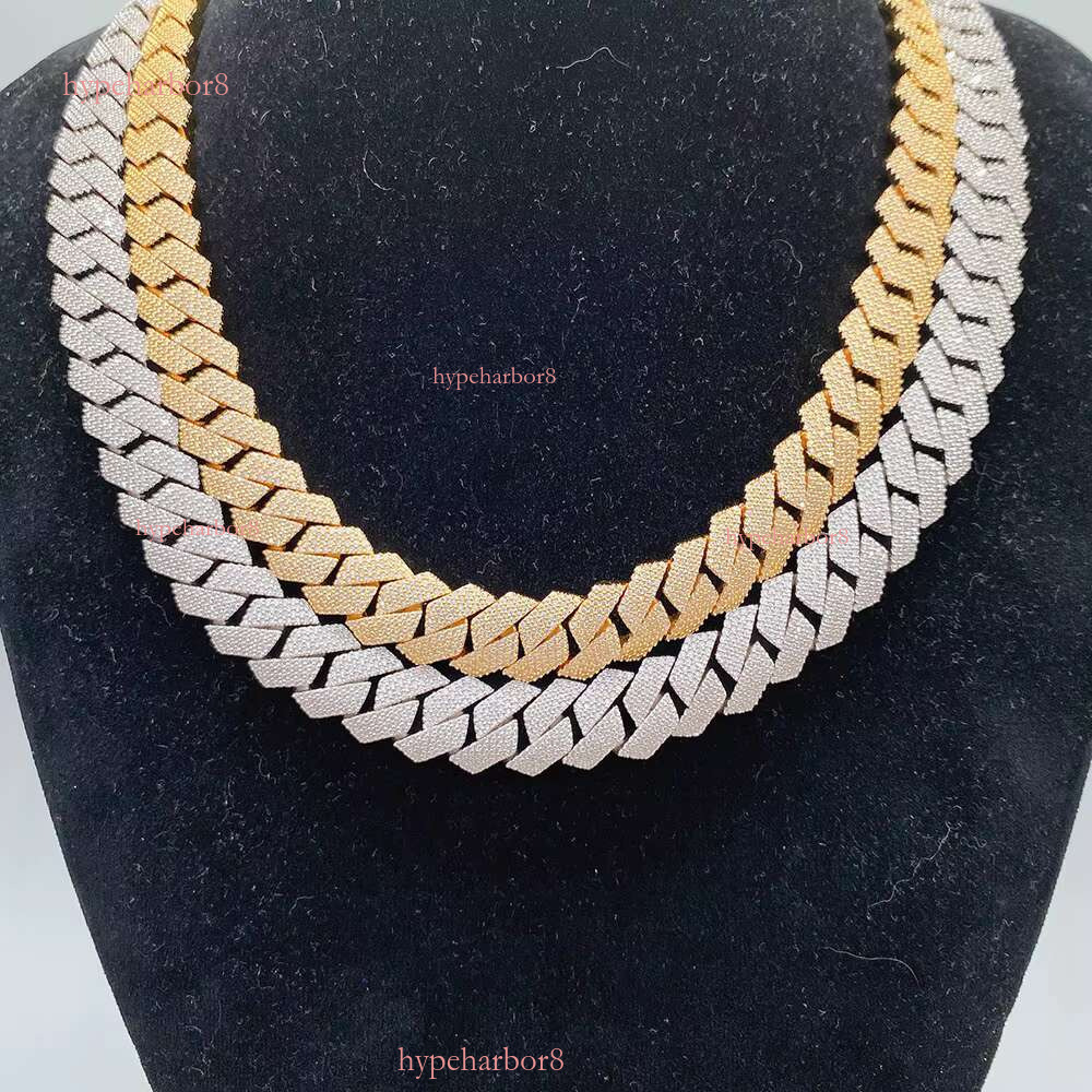 Hip Hop 15mm 4 Rows Dia Fine Necklace Men Sterg Sier Iced Out Moissanite Cuban k Chain with Certificate