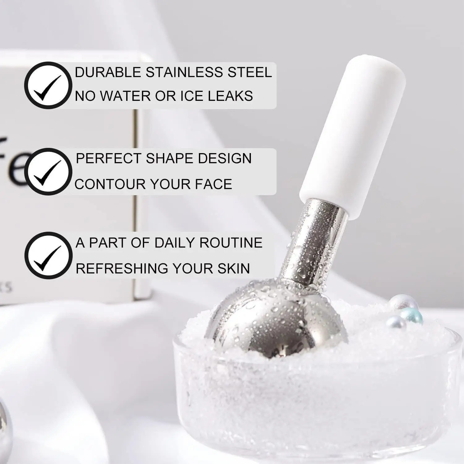 Mini 2pcs Ice Globes Stainless Steel Cryo Sticks for Face Eye Cold Roller Cooling Globe for Puffiness Wrinkle Dark Circle 250328